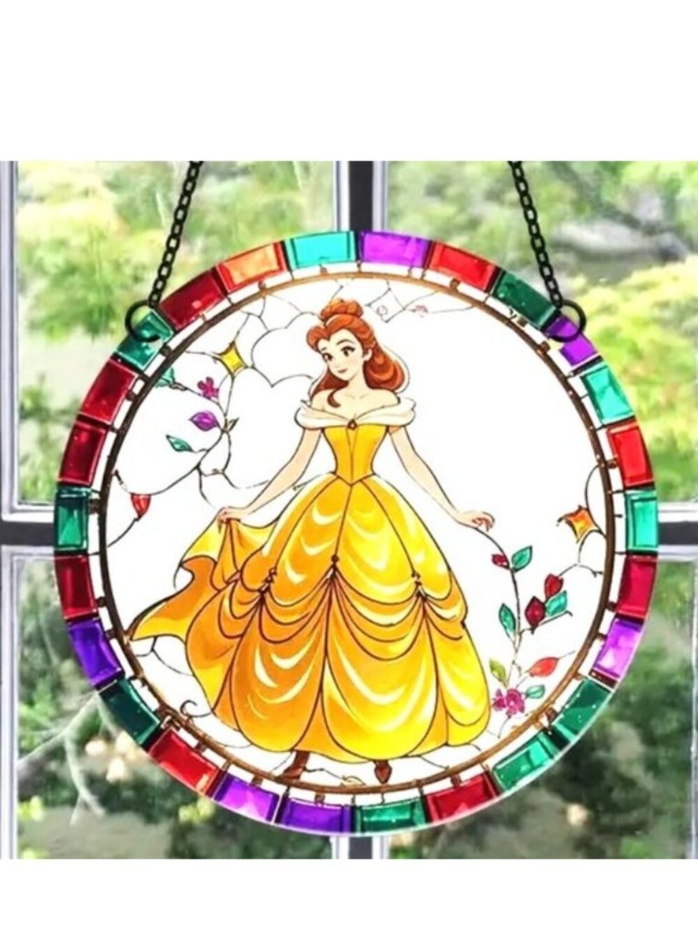 Suncatcher Belle Disney Princess Beauty & the Beast Hanging Window Colorful NEW